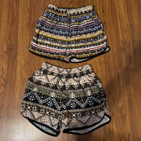Pants - Boho Printed Elastic Waist Women’s Shorts - Olive & Multi